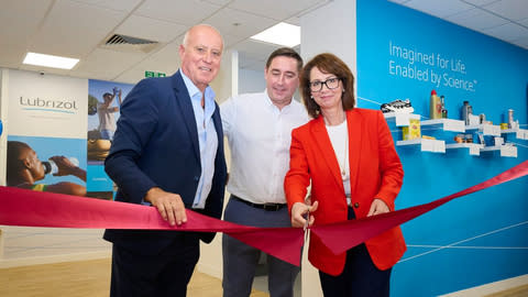 Ribbon cutting ceremony at Lubrizol's new office